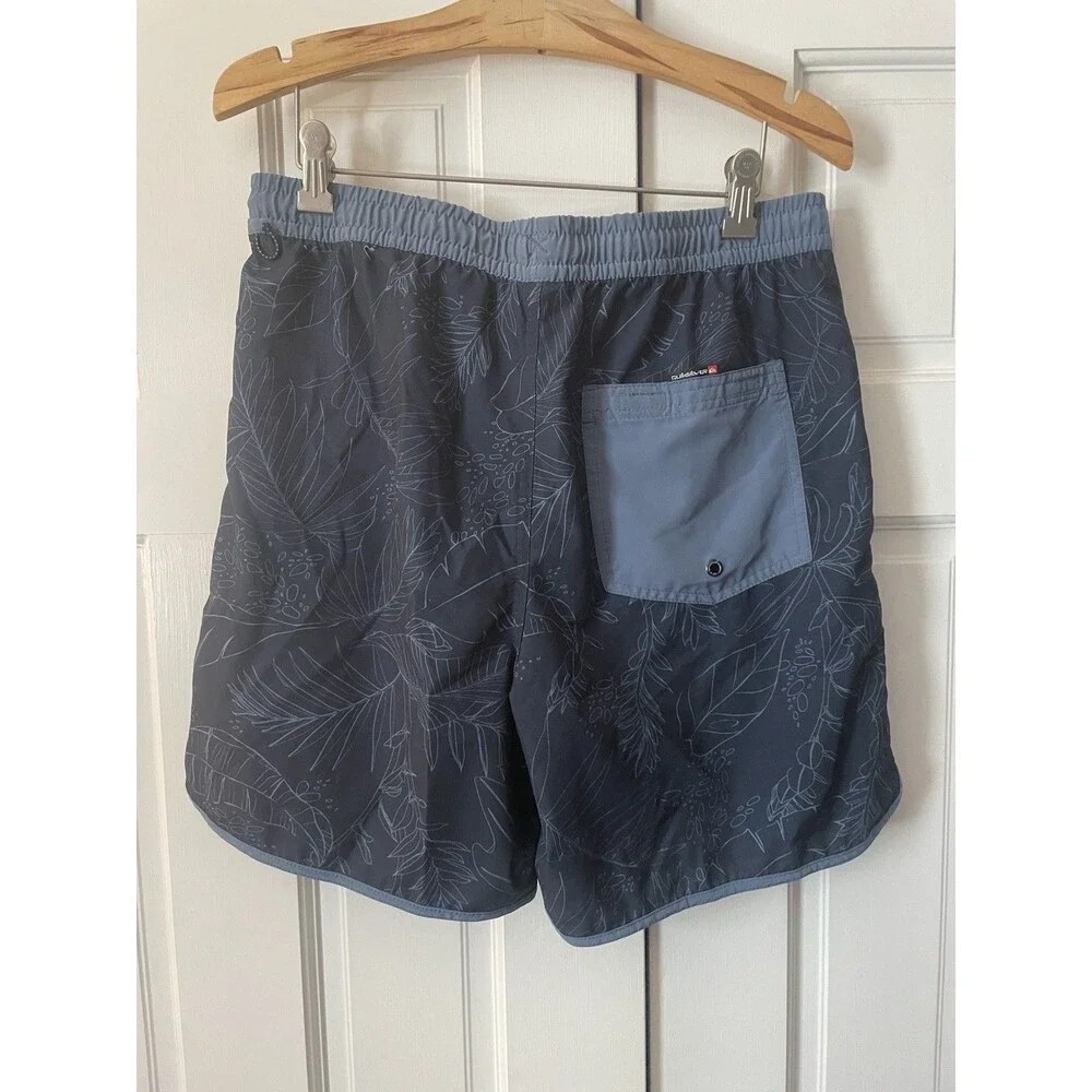 Quiksilver Men's Bayou Volley Swim Shorts Medium Blue Tropical Floral Board